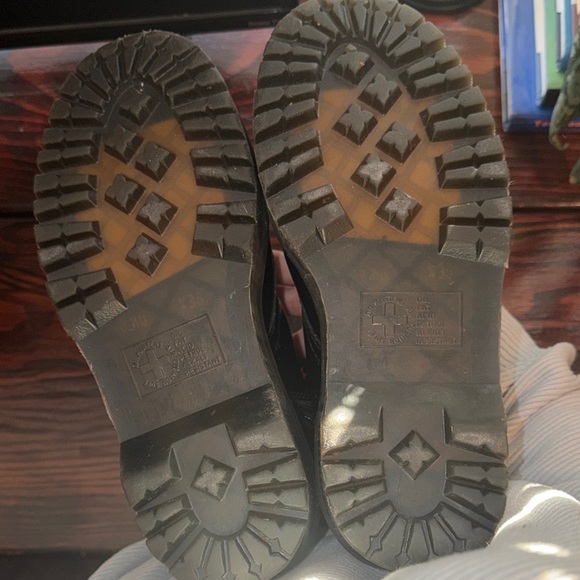 US MENS 7 Dr. Martens Black Leather Platform Lace-Up Boots with Satin Laces - Picture 12 of 14